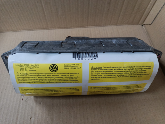Подушка безпеки, пасажирська, AIRBAG 1T0880204A VAG