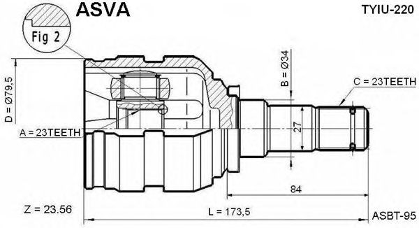 Шрус внутренний 23x34x23 (toyota avensis at220/zzt220 1997-2003) TYIU-220