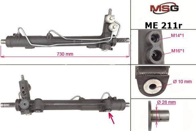 Рульова рейка з гпк відновлена mercedes-benz ml w163 98-05 5003916
