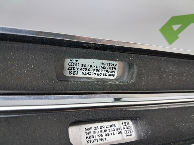 Рейлінг даху лівий 8U0860021A2ZZ VAG
