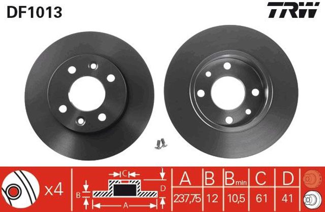 Гальмо дискове переднє DF1013 TRW