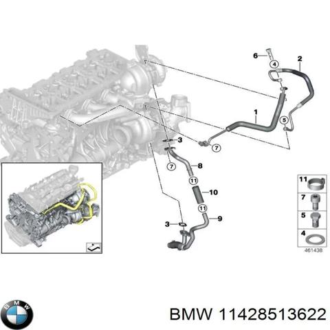 Трубка/шланг подачі масла до турбіни 11428513622 BMW