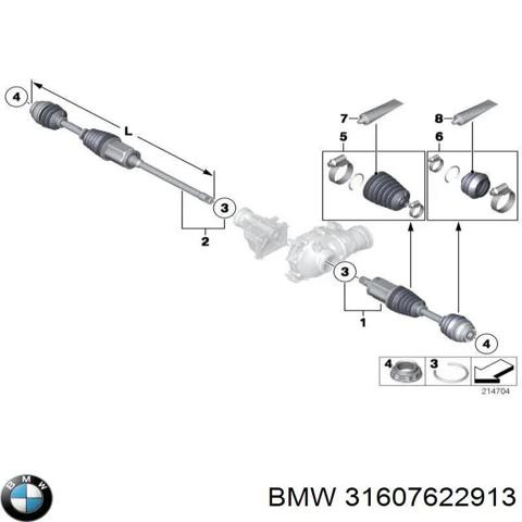 Піввісь передня ліва 31607622913 BMW