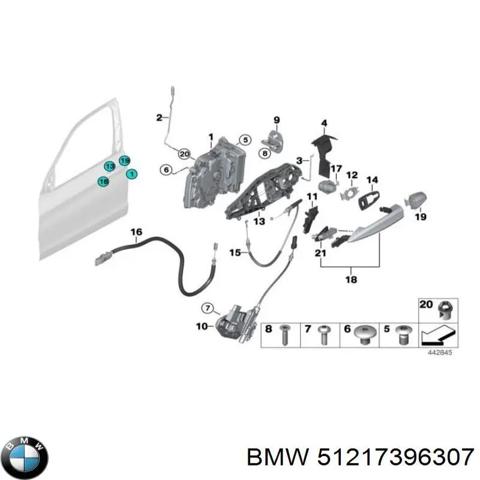 Ручка задньої двері зовнішня ліва 51217396307 BMW