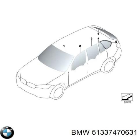 Скло водійських дверей 51337470631 BMW