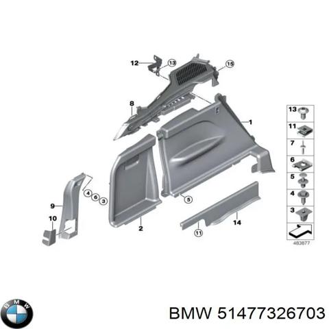 Облицювання багажного відсіку, ліве 51477326703 BMW