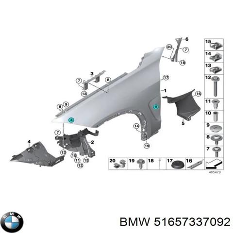 Кронштейн кріплення крила переднього правого, передній 51657337092 BMW