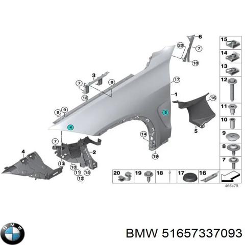 Кронштейн кріплення крила переднього лівого, передній 51657337093 BMW