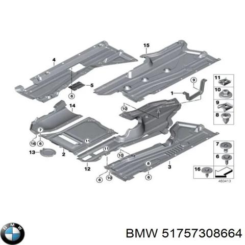 Захист днища, середня частина 51757308664 BMW