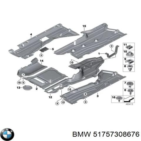 Захист днища, правий 51757308676 BMW