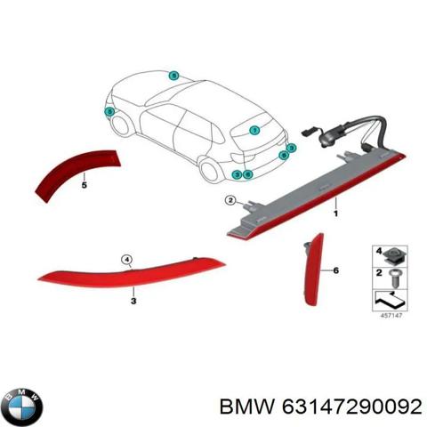Правий катафот бампера 63147290092 BMW