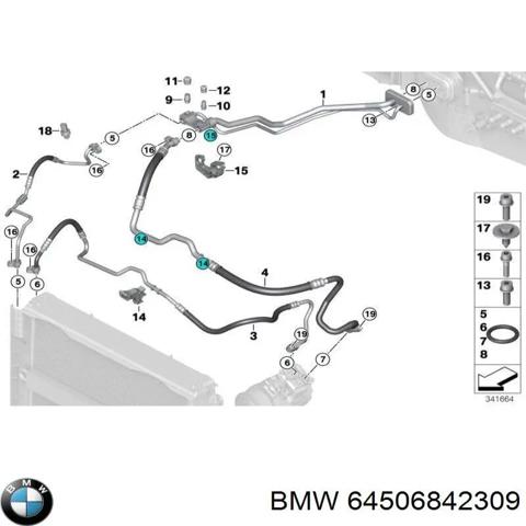 Шланг кондиціонера, від радіатора до випарника 64506842309 BMW