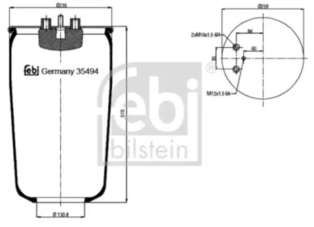 Пневмоподушка/пневморессора моста 35494 FEBI