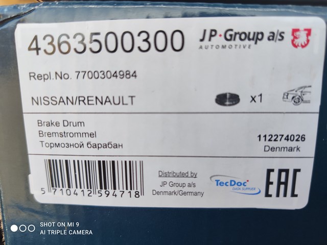 Барабан гальмівний задній 4363500300 JP GROUP