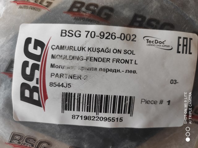 Накладка переднього лівого крила BSG70926002 BSG