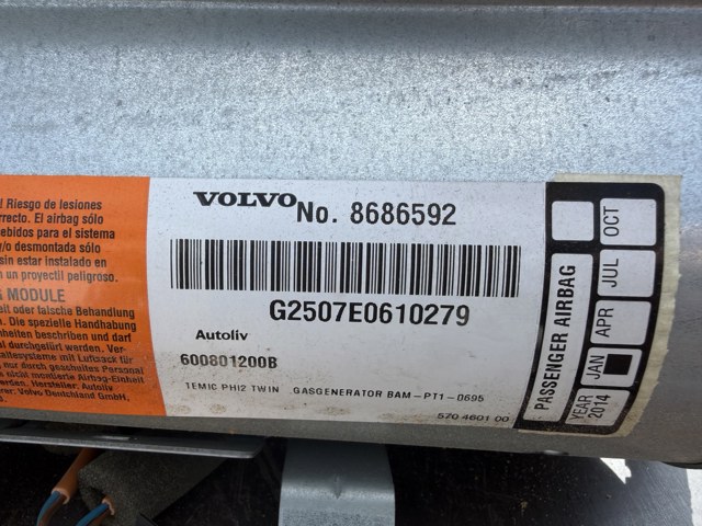 Подушка безпеки пасажира 8686592 VOLVO
