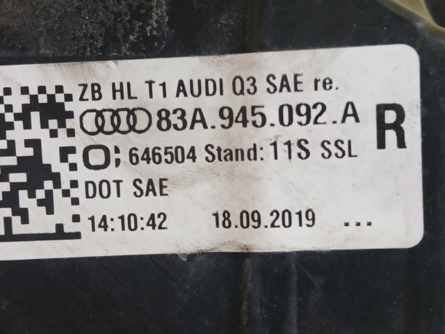 Ліхтар задній правий, зовнішній 83A945092A VAG