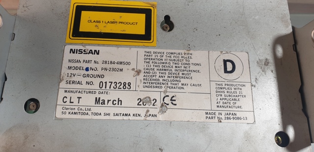 Магнітола 281844M500 NISSAN