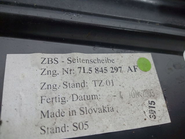 Скло кузова/багажного відсіку, ліве 7L5845297 PORSCHE