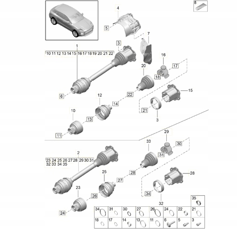 Пильник гранати внутрішній, передній півосі 8K0407283B PORSCHE