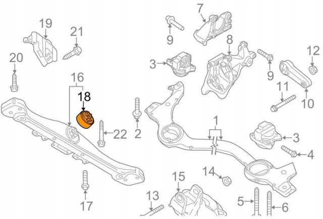 Подушка трансмісії (опора коробки передач), задня 95837505710 PORSCHE