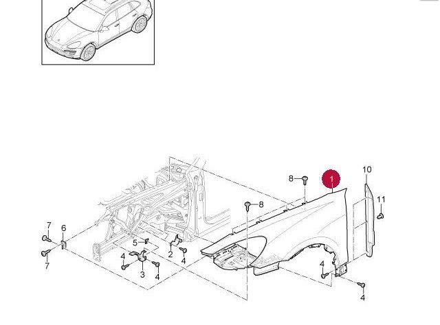 Переднє праве крило 95850303203GRV PORSCHE