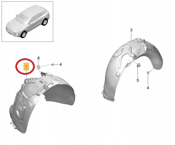 Підкрилок передній правий 95B809962D PORSCHE