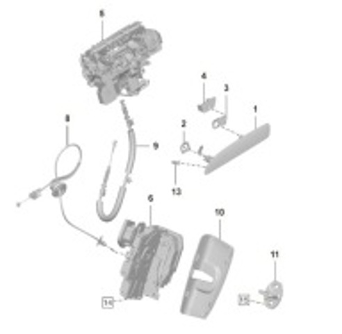 Ручка задньої двері зовнішня ліва 9J1839205YG2X PORSCHE