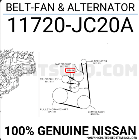 Клиновий ремінь 11720JC20A NISSAN