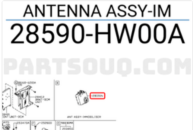 Антена/кільце имобілайзера 28590HW00A NISSAN