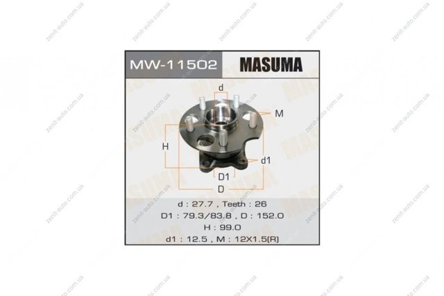Підшипник ступиці колеса MW11502 MASUMA