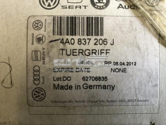 Ручка передніх дверей зовнішня, права 4A0837206J VAG