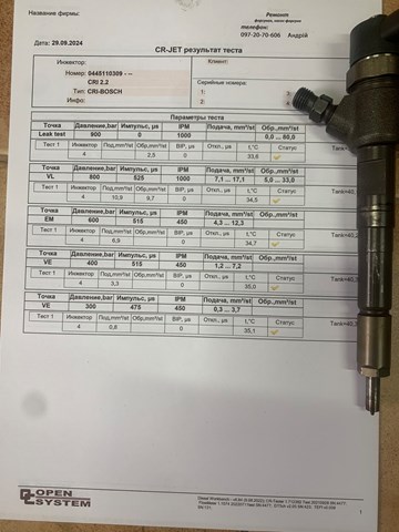 Форсунка вприску палива 0445110309 BOSCH