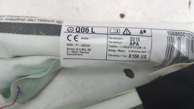 Подушка безпеки, бічна, ліва, AIRBAG A1568600102 MERCEDES