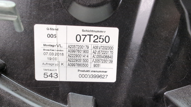 Підйомник механічний вітрового скла A2057204923 MERCEDES