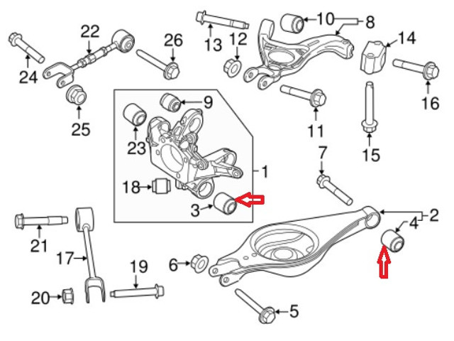 Сайлентблок заднього нижнього важеля 8A8Z5A638B FORD