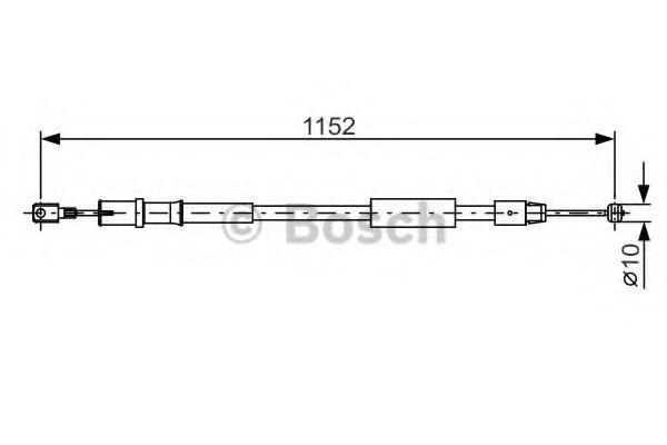 Трос стоянкового гальма задній правий 1987482025 BOSCH