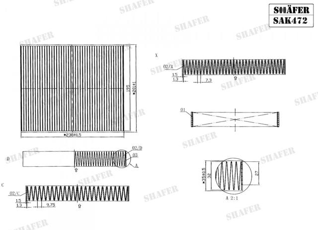 Фільтр, повітря у внутрішній простір SAK472 SHAFER