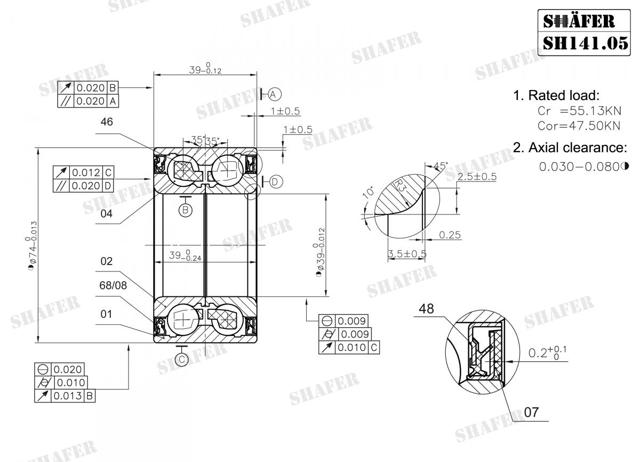 Комплект підшипник маточини передньої SH14105 SHAFER