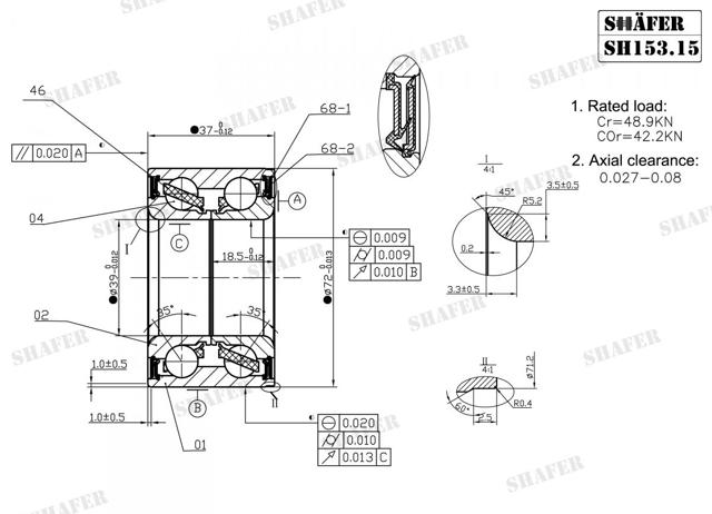 Ступичний підшипник передній SH15315 SHAFER