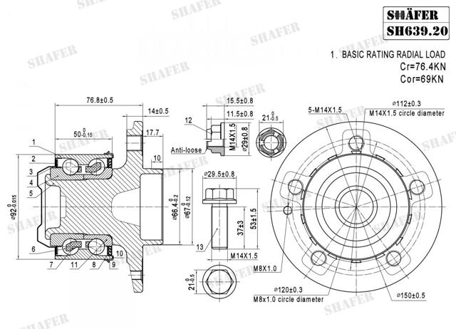 Маточина (передня) SH63920K SHAFER