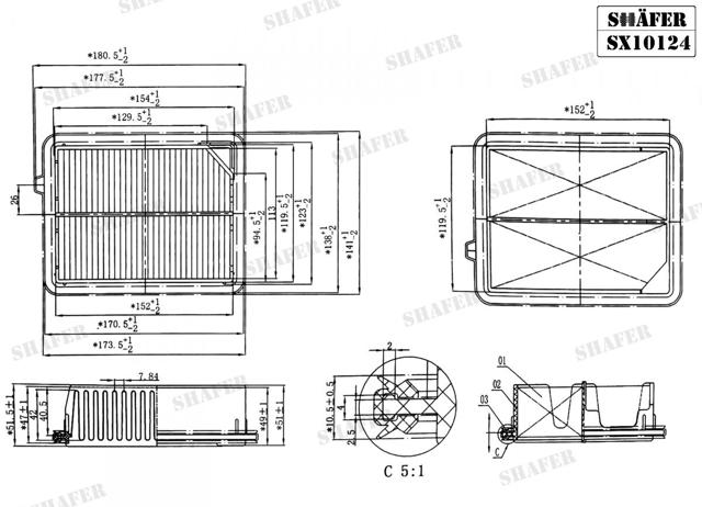 Повітряний фільтр двигуна SX10124 SHAFER