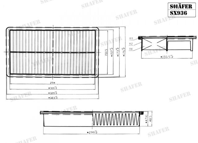 Елемент повітряного фільтра SX936 SHAFER