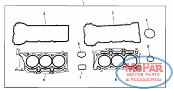 Комплект прокладок двигуна, верхній 68216121AA CHRYSLER