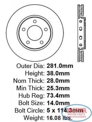 Гальмівний диск передній chrysler voyager /dodge caravan BG3715