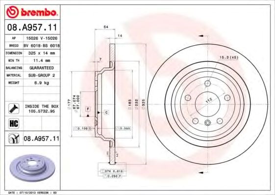 Дискові гальма 08A95711 BREMBO