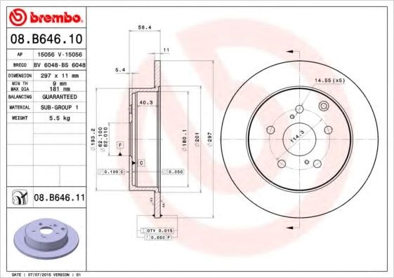 Дискові гальма 08B64611 BREMBO
