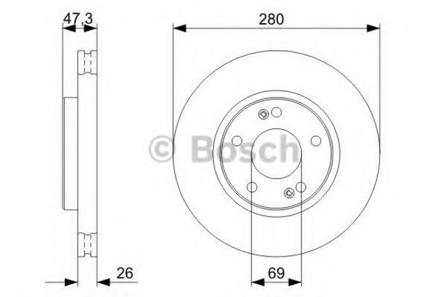 Диск переднього гальма 0986479C07 BOSCH