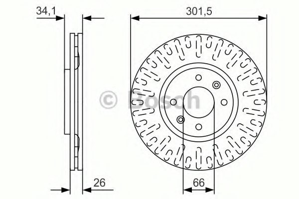 Bosch гальмівний диск передн. citroen c4 2.0i,2.0hdi,grand c4 picasso 1.6,2.0 (30226) 0986479D36