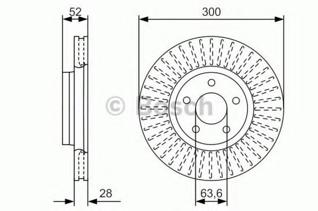 Диск гальмівний передній 0986479D38 BOSCH